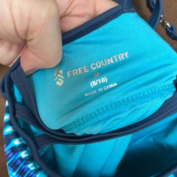 Free country turquoise high neck swimsuit, size medium - Picture 3 of 5